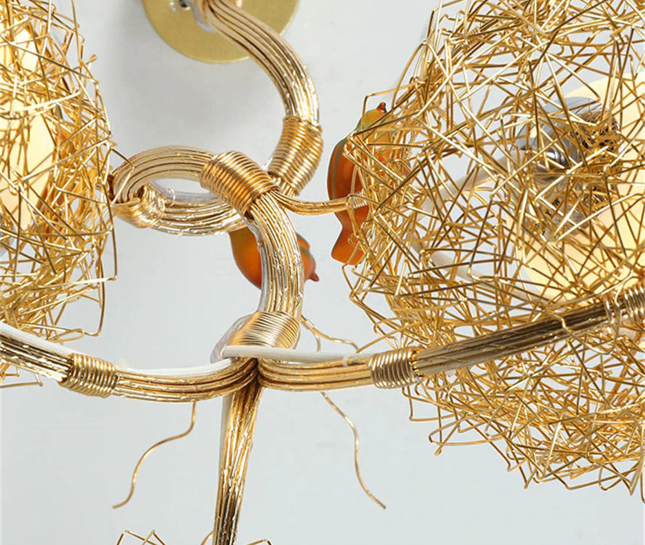 Modern Bird Nest Glass Chandelier E27 Gold Pendant Light Ceiling Lamp