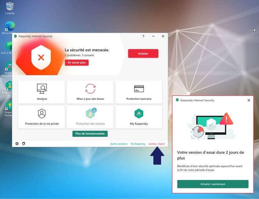 Prolonger Gratuitement l'essai de _ Kaspersky Internet Security 2021