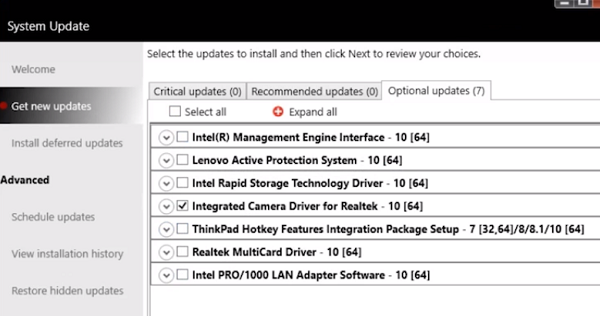 Download dell'aggiornamento del sistema Lenovo