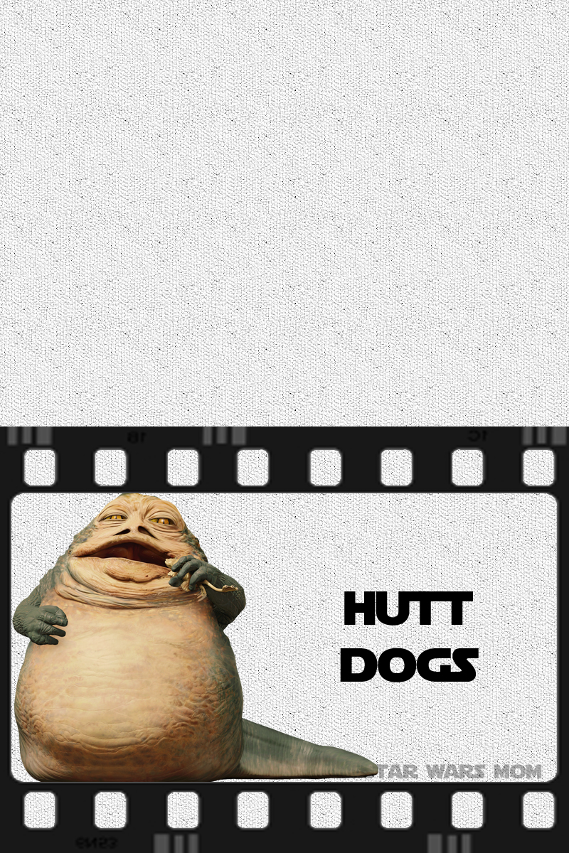 Hutt Dogs and Darth Vader Tots Star Wars Party Food Labels The Star