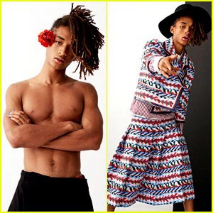 Photos: Model Jaden Smith goes shirtless wears a dress for Vogue Korea.