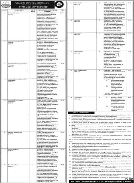 NTS Jobs in Punjab Information Commission 2019 Application Form