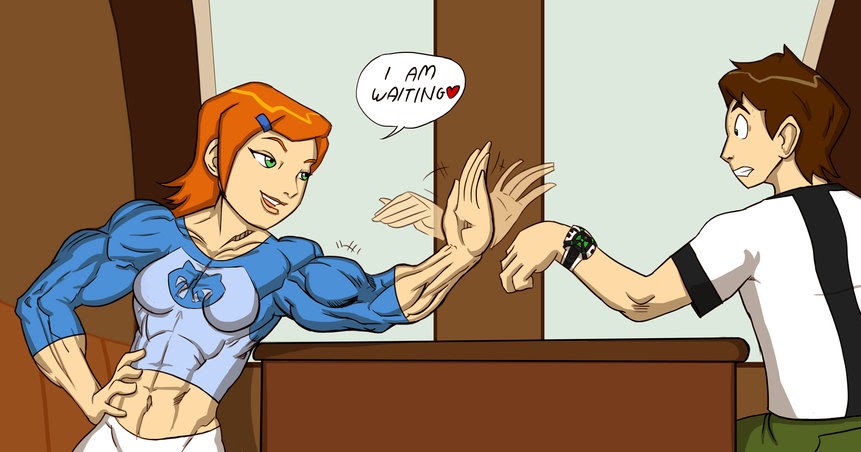 Female Muscle Worship, Strong Female vs Weak Man --- Comic Style 