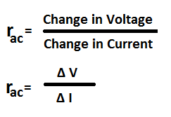 formula of ac resistance or dynamic resistance of diode