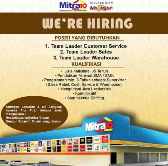 Lowongan Kerja Mitra10 Makassar Mei 2022 | Lokerhariini.com