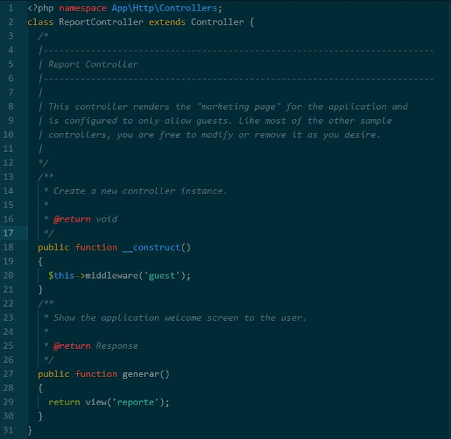 Report Controller Laravel Framework