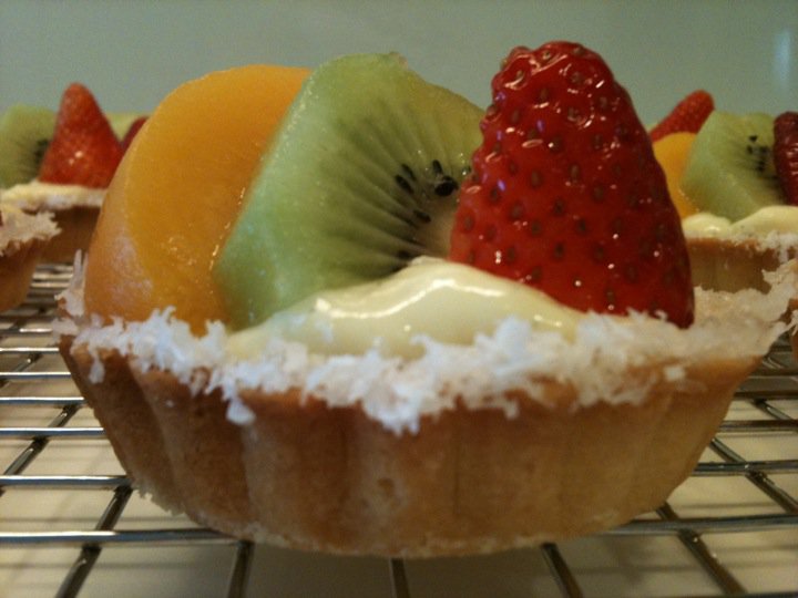 Tummy Full Of Yummy Vanilla Custard Tarts with Fresh Fruits