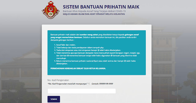 Permohonan Dibuka Bagi Program Prihatin MAIK Bagi Asnaf Terjejas Akibat