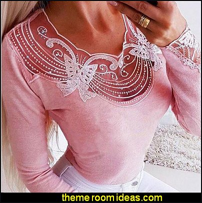 butterfly Long Sleeve Round Neck Casual Women's T-Shirt womens shirts butterfly womens tops