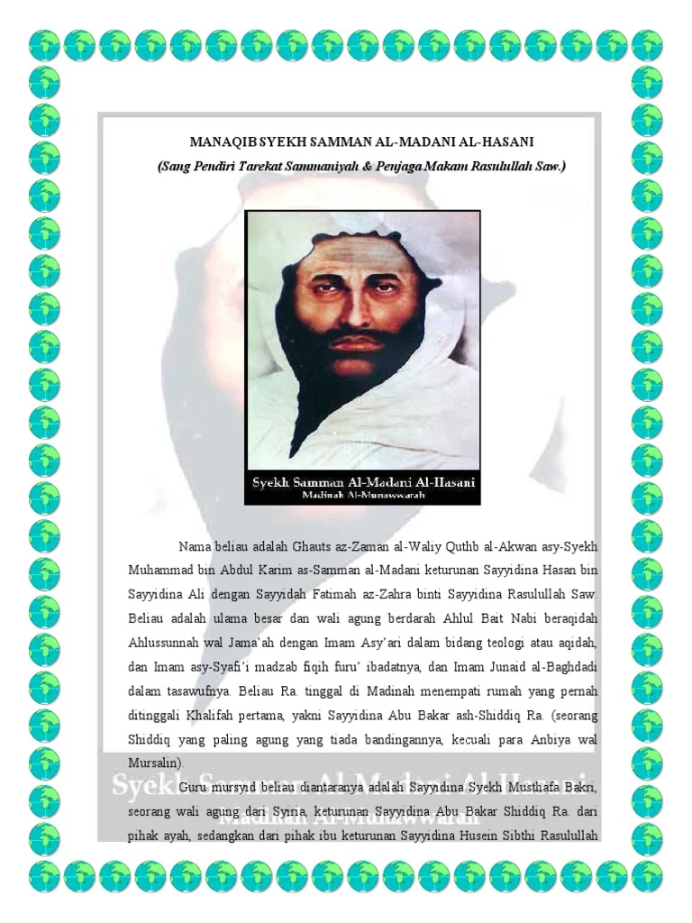 Manaqib Syaikh Muhammad bin Abdul Karim as-Sammani al-Hasani al-Qurasyi al-Madani Penyusun Qosidah Wakhtim Lana