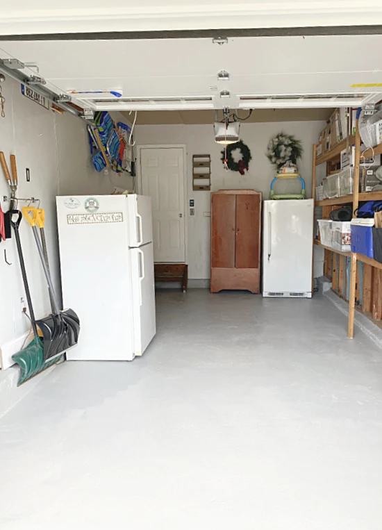 painted garage floor drying