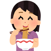 ラーメンを食べる女の子のイラスト