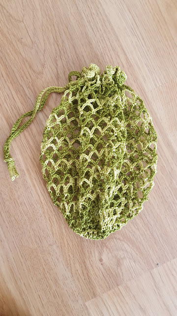 Crochet drawstring net bags