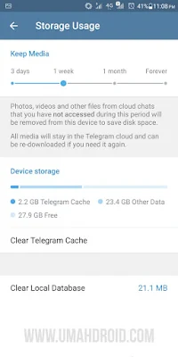 Cara Clear Telegram Cache Android