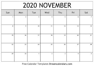 Free Printable Calendar November 2020