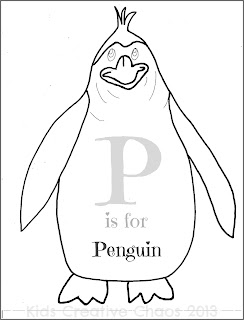 Silly Penguin printable coloring pages Letter P winter theme