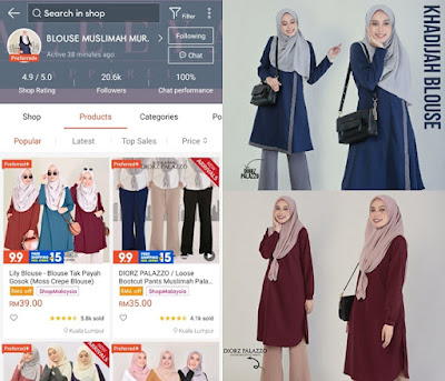 Kedai Baju Blouse Muslimah di Shopee Yang Murah