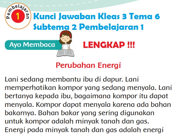 Soal tematik kelas 3 tema 6 subtema 2 perubahan energi