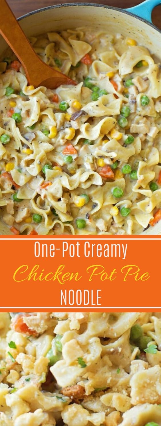 One-Pot Creamy Chicken Pot Pie Noodles