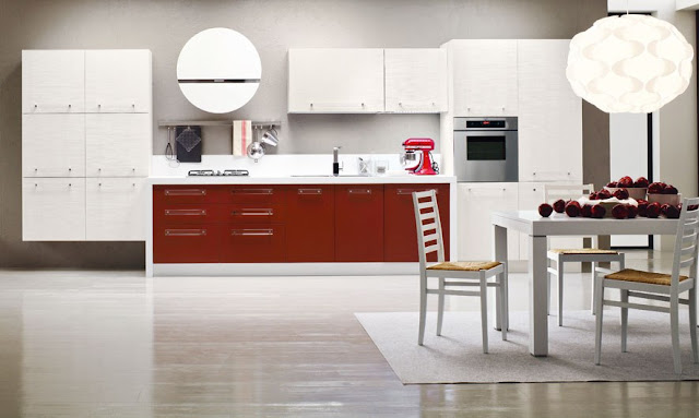 cocina lineal blanca y burdeos arrex cocina lineal