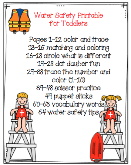 Water Safety for Toddlers ~ Preschool Printables
