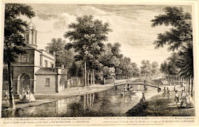 A view of the back part of the Cassina & part of the Serpentine   river, terminated by the cascade - Lord Burlington's gardens   at Chiswick after John Donowell (c1753)