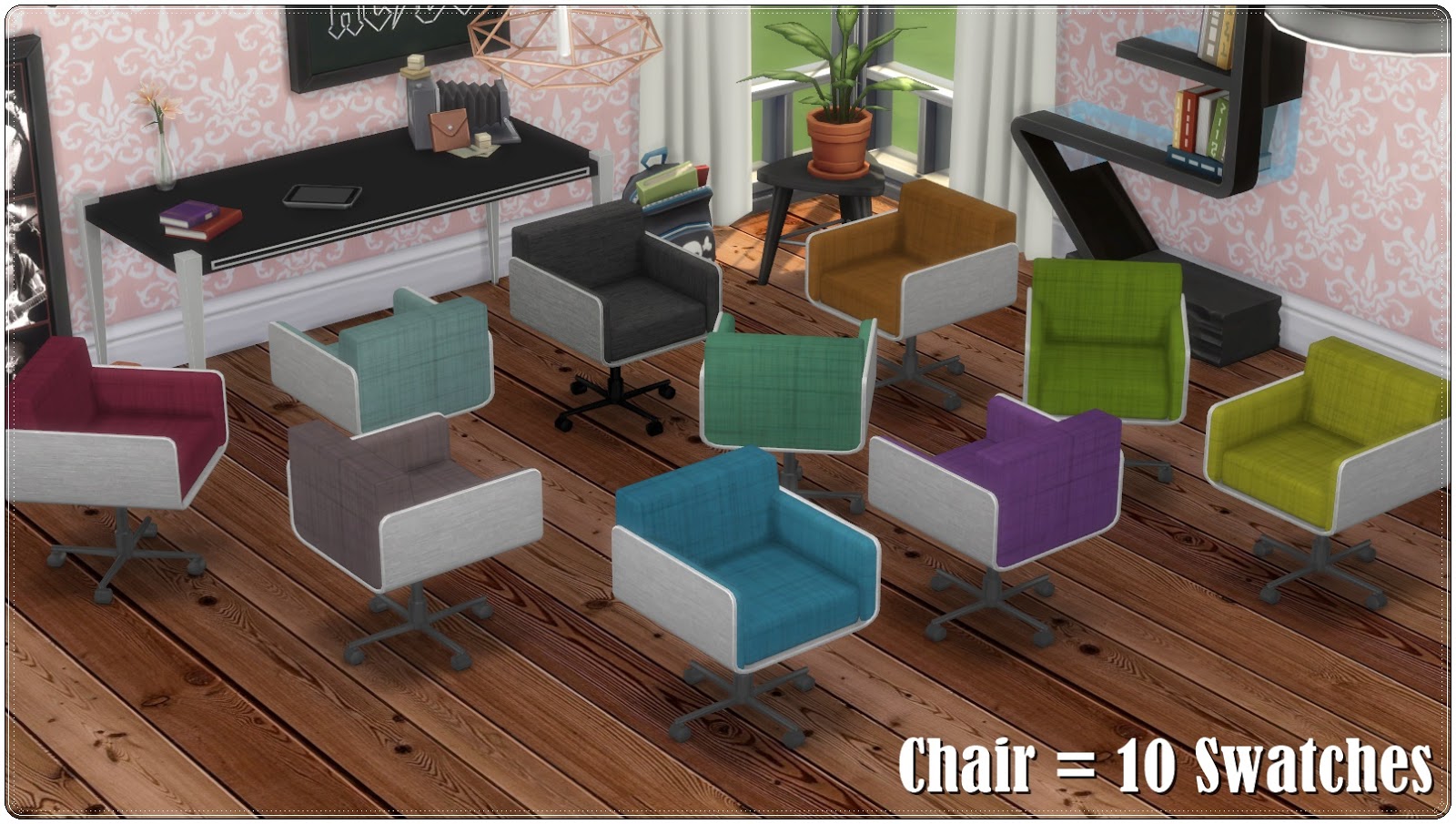 Sims 4 CC's The Best Office Set Desk & Chair by