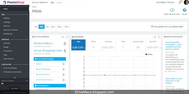 DriveMeca instalando y configurando ecommerce PrestaShop en Linux