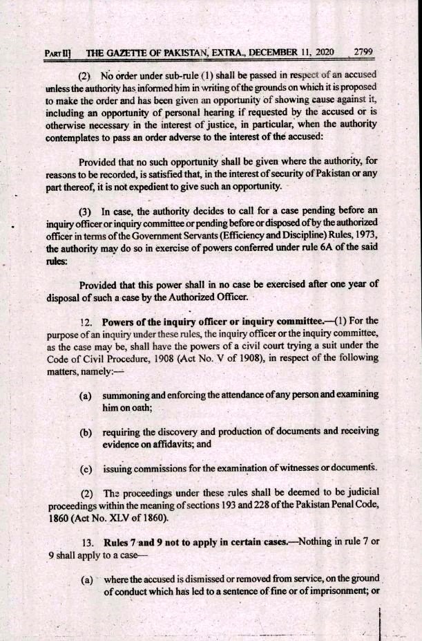 CIVIL SERVANTS EFFICIENCY AND DISCIPLINE RULES 2020