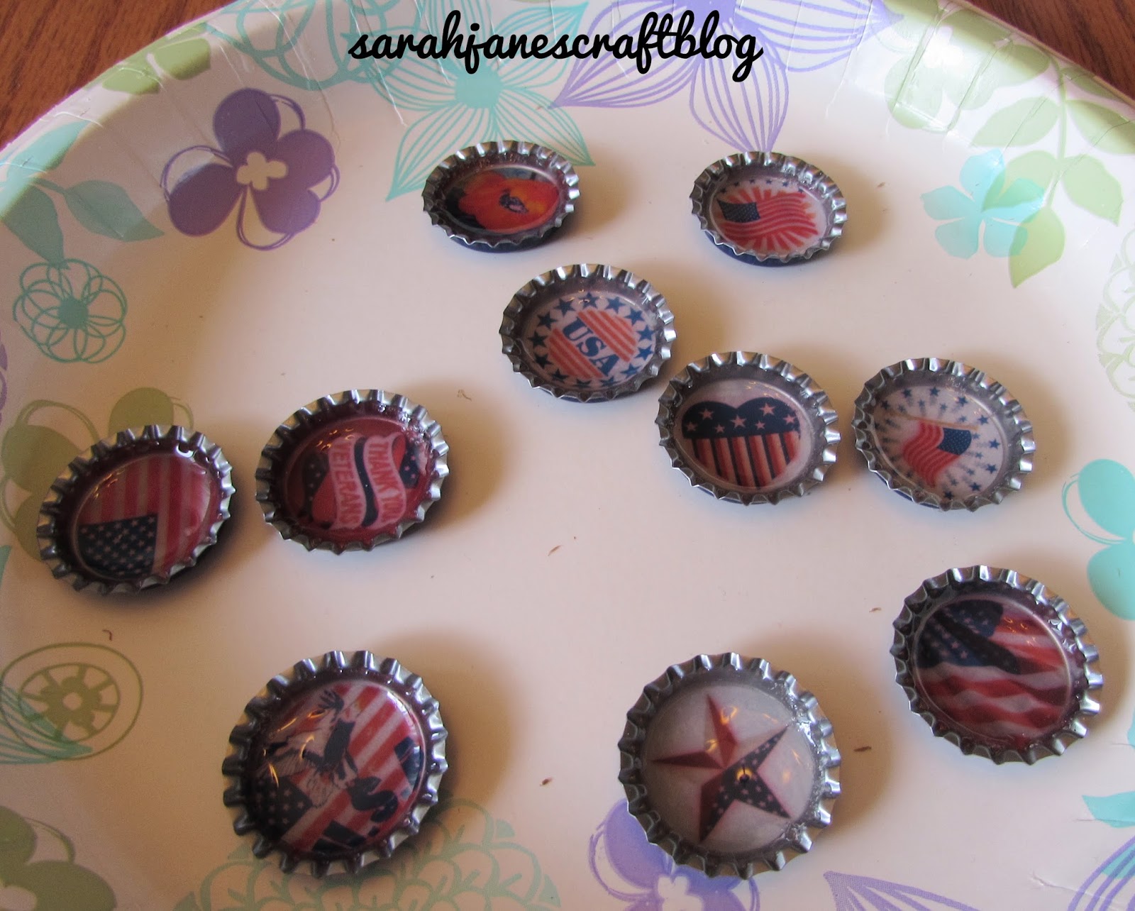 Sarah Jane's Craft Blog Patriotic Bottle Cap Buttons