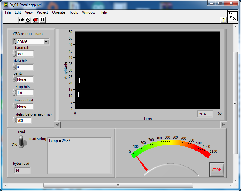 ระบบฝังตัว [week3] Labview SensorTempDS18B20 and keepdatain excel