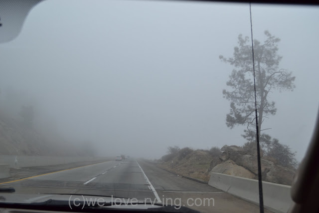 low visibility shown on the highway