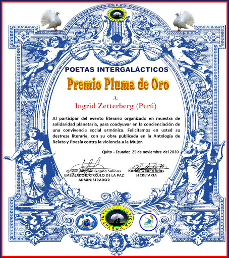 Primer puesto "Pluma de oro" en el grupo "Poetas intergalácticos"