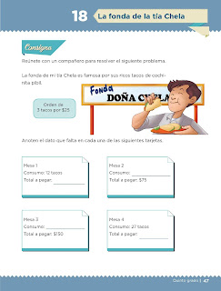 Apoyo Primaria Desafíos matemáticos 5to grado Bloque I lección 18 La fonda de tía Chela