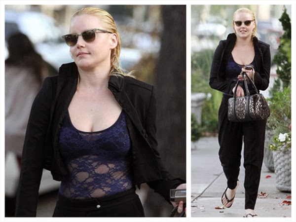 Abbie Cornish Gives a Full Look for Her Browline Glasses with All Hair Combed Back