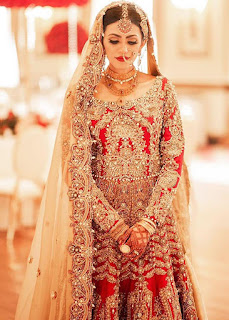 Ali Xheeshan Red Bridal Gold embroidered work dresses