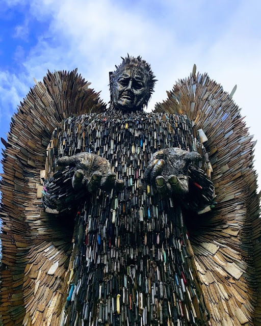 The Knife Angel at Blackburn, Lancashire