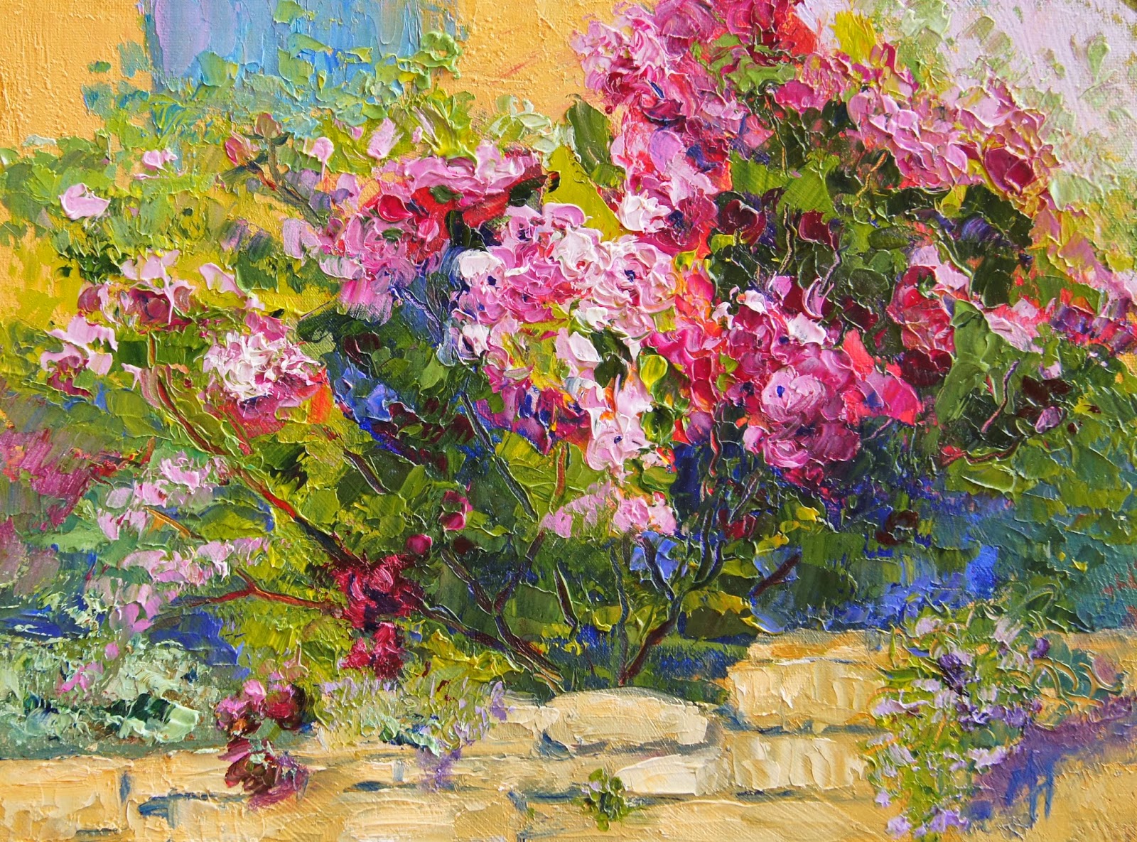 Marion's Floral Art Blog: Over the garden wall Palette knife oil painting