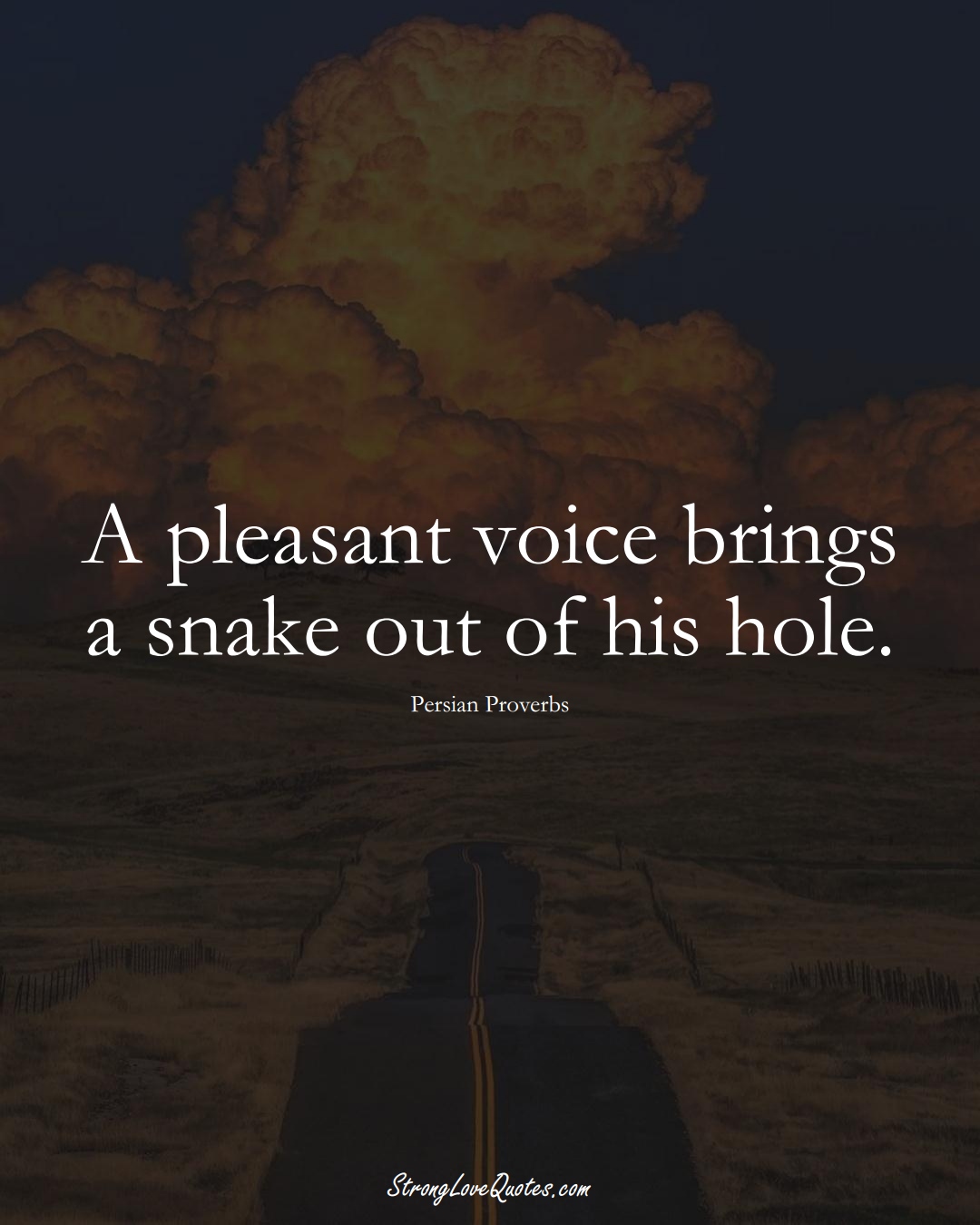 A pleasant voice brings a snake out of his hole. (Persian Sayings);  #aVarietyofCulturesSayings