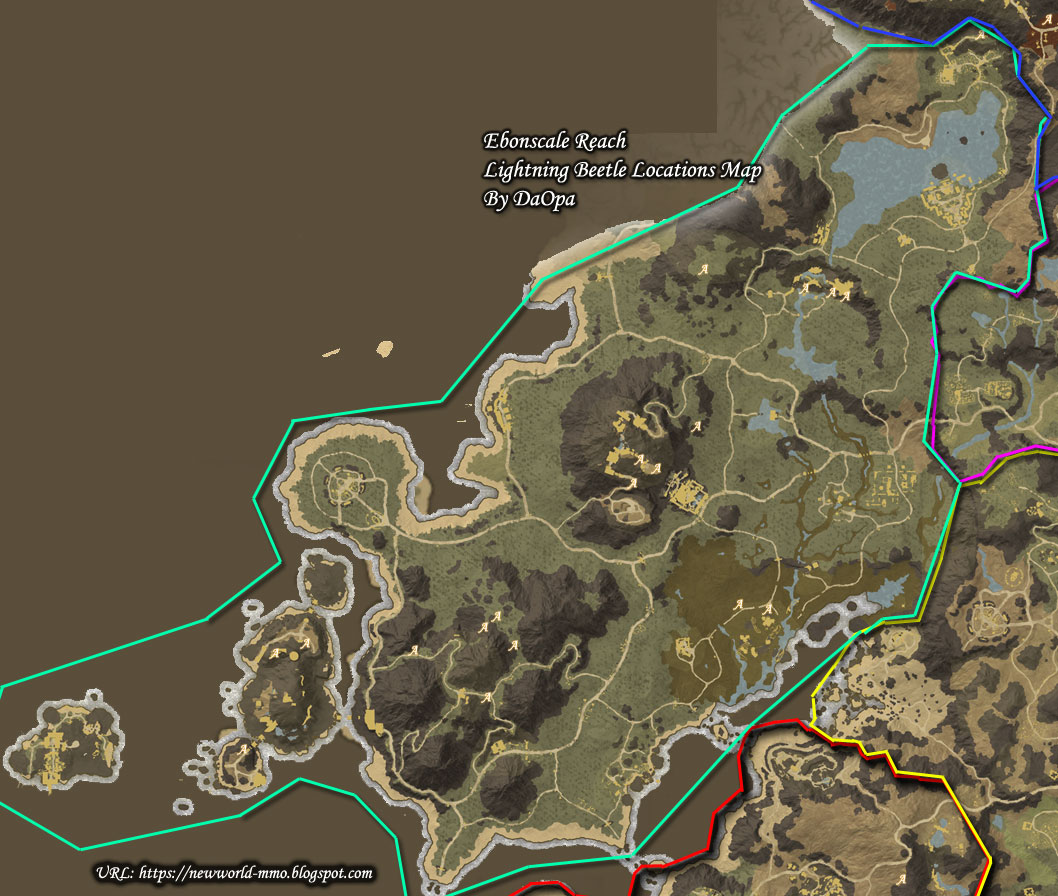 New World Ebonscale Reach lightning beetle map