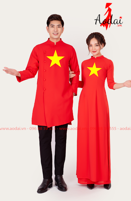 Áo dài cờ đỏ sao vàng đồng phục Điện Biên