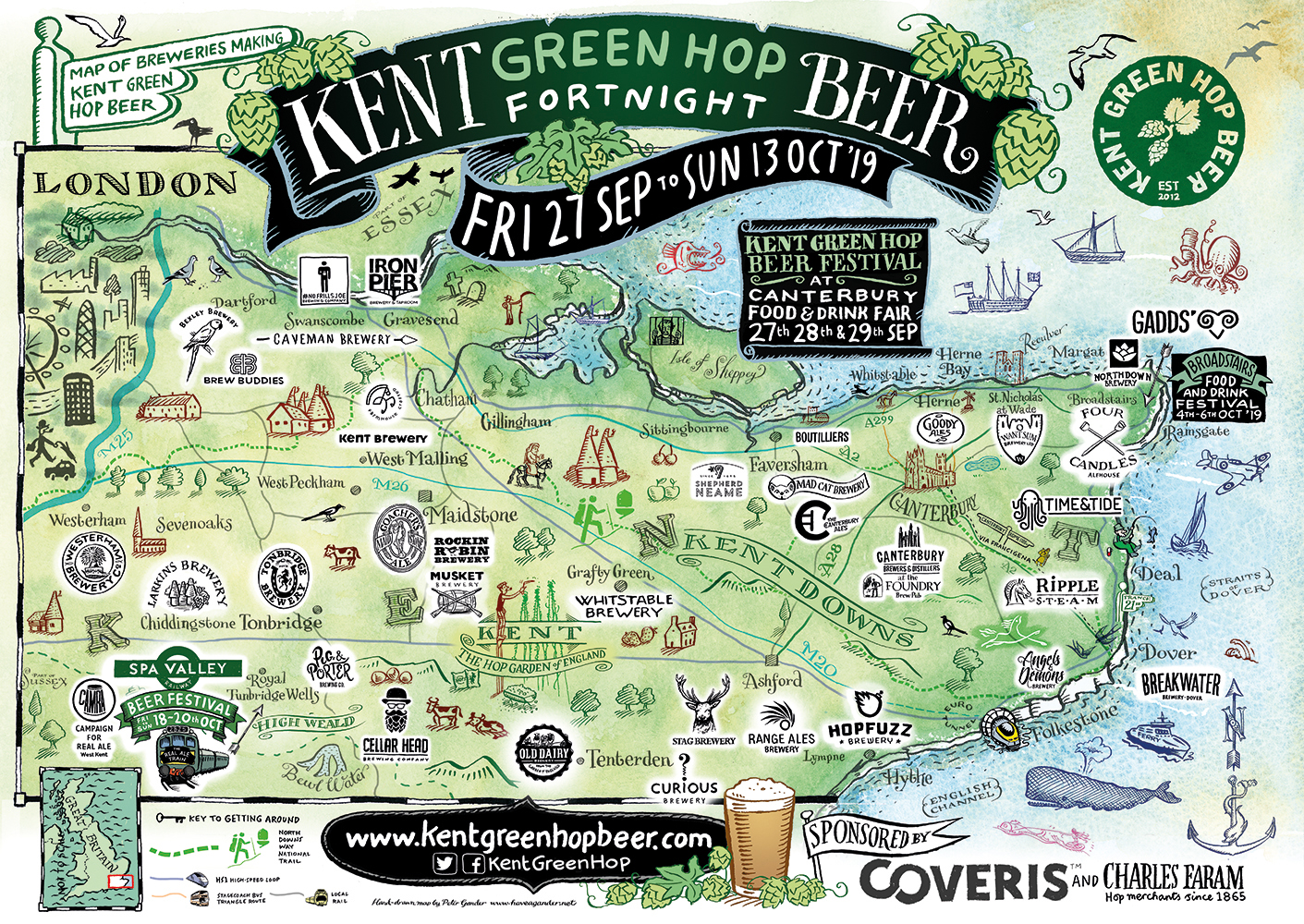 Das beer. Kent Green. Beer Map. Kent Map.