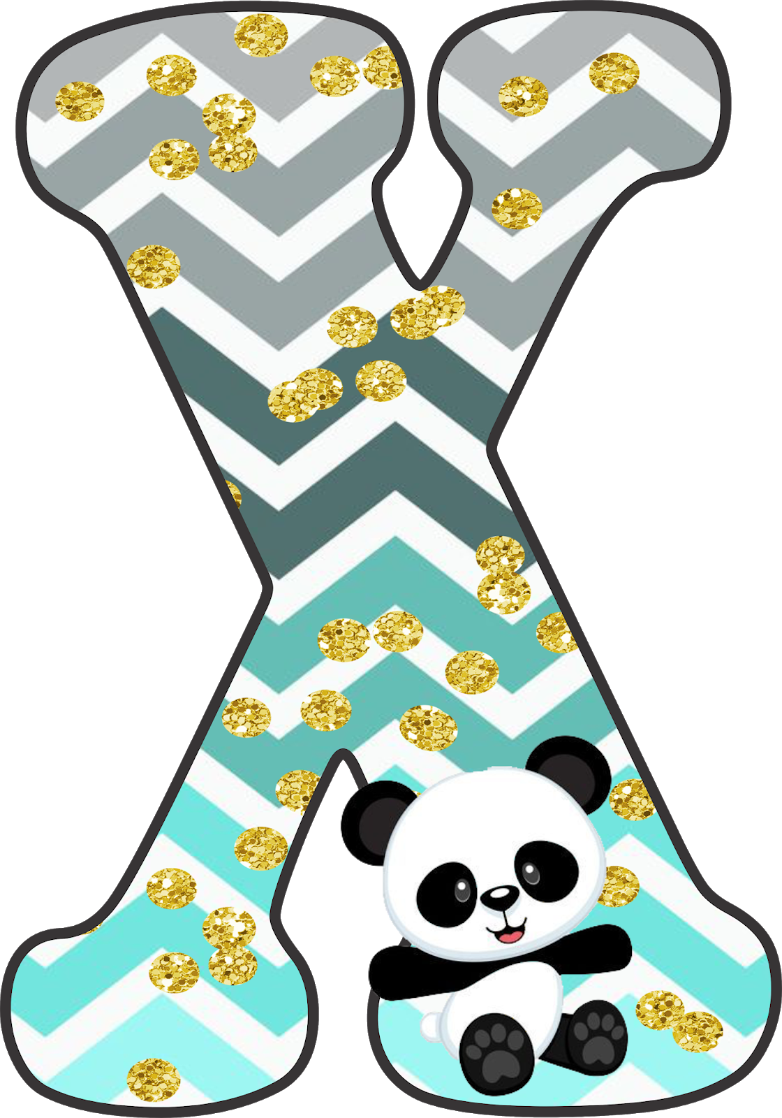 Alfabeto de Panda tierno para Descarga Gratis