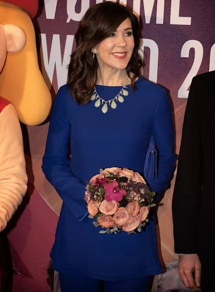 Crown Princess Mary wore Gucci Electric Blue Pantsuit, Gianvito Rossi Gianvito Pumps