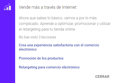 curso de comercio electrónico dictado por Google