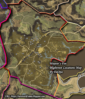 Weaver's Fen blightroot locations map