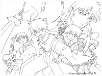 Mewarnai Gambar Inuyasha Kagome Duduk Berdua Sketsa Tokoh Kartun Manga