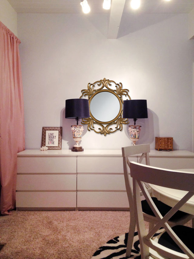 vanity table and vintage italian lamps