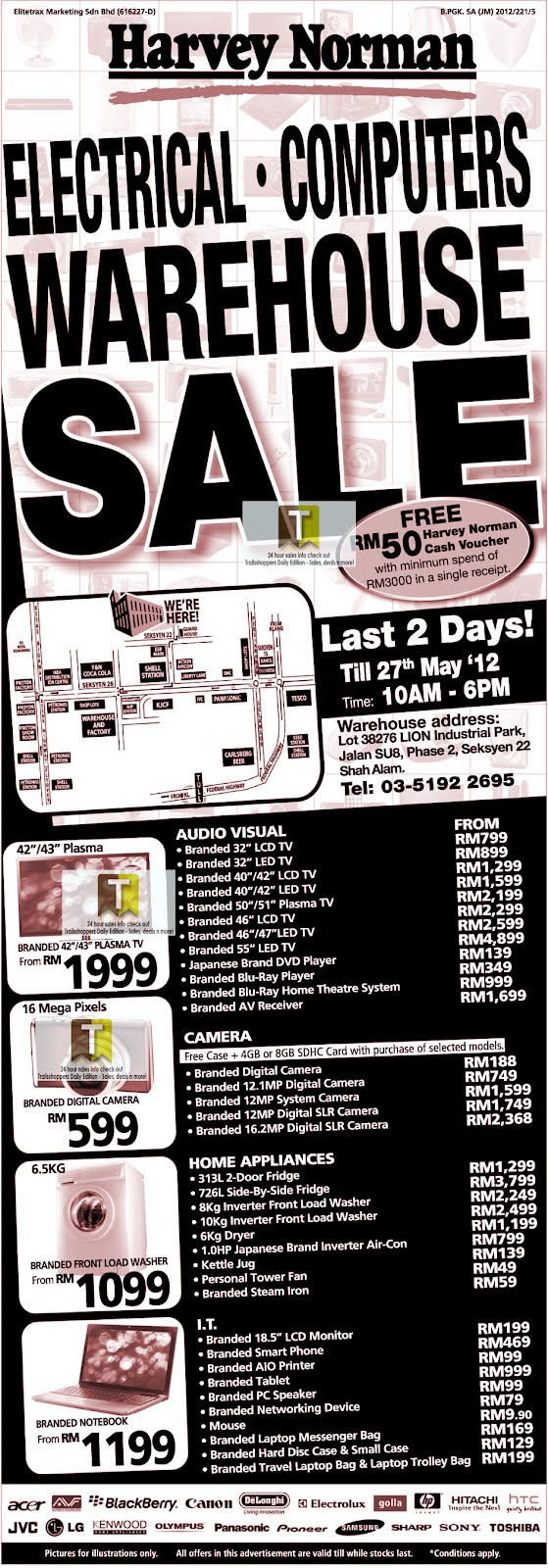 Harvey Norman The Electrical & I.T Warehouse SALE 25 27 MAY 2012