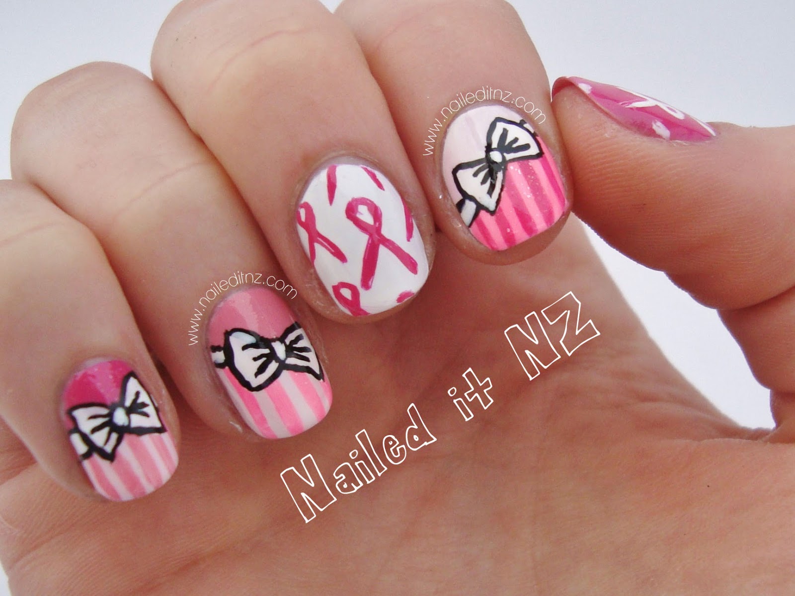 Breast Cancer Awareness Month Nail Art + Tutorial